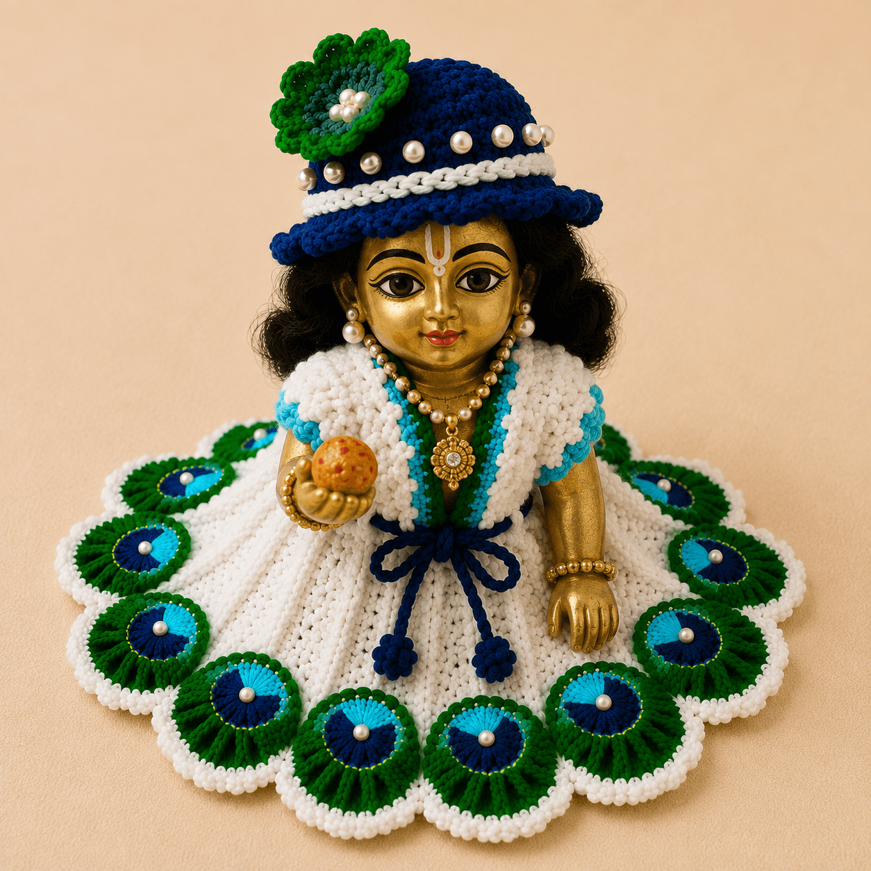 Radhawallabh vastra and pagri on Laddu Gopal